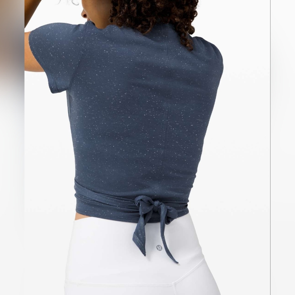 Lululemon Time to Restore Mock Neck Short SleeveIron Blue / White - Picture 2 of 12